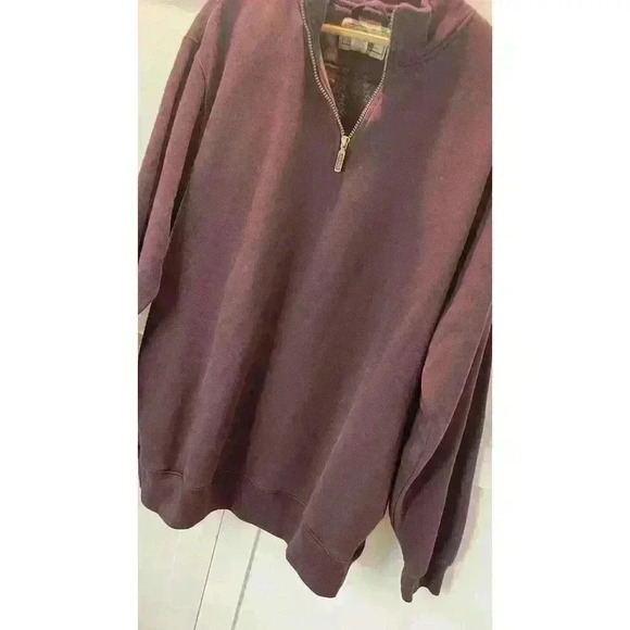 LL BEAN Mens LG-TALL 1/4 Zip Maroon Pullover Sweater - Picture 6 of 9